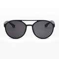 Lunettes de soleil rondes steampunk avec monture noire et double pont rétro - Monture Noir Brillant Verres Gris