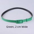 Cintura sottile in tessuto verde smeraldo 2cm con fibbia quadrata e trama diagonale - 2.0cm / Verde