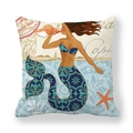 Vintage ocean mermaid peach skin pillowcase with Aguadilla Puerto Rico print design - Puerto Rico Mermaid