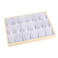 Wooden jewelry display tray with 18 grid compartments and grey velvet lining - 18-Slot Pendant Tray