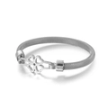 Minimalistisches Edelstahl-Mesh-Armband in Silber mit vierblättrigem Kleeblatt-Verschluss - Stahlfarbe (KB116499-KFC)