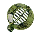 Green marble resin banana hair clip with interlocking teeth for women fashion - Translucent Green Black Vein