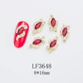 Detail of red marquise crystal nail charms with gold alloy base and 8x16mm size label - Bright Red (LF3648)
