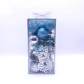 Lot de 32 décorations de sapin de Noël bleu et argent avec boules et étoiles - Lot de 32 / Argent & Bleu