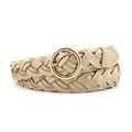 Ceinture tressée dorée pour femme avec boucle ronde en métal pour accessoires - Or