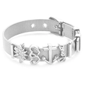 Silver stainless steel mesh bracelet with heart, star, and anchor charms for women - Silver Mesh/Star/Double Heart/Anchor/Love / Silver