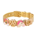 Gold stainless steel mesh bracelet with unicorn rainbow and cat paw charms for women - Gold Mesh/Rainbow/Cat Paw/Unicorn/Cat Head / Gold