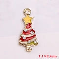 Pendentif sapin de Noël en alliage avec émail et strass, taille 1,1x2,4cm - Style 4 (Sapin de Noël)