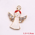 Pendentif ange en émail blanc, alliage doré, cheveux rouges et ailes en strass - Style 12 (Ange)