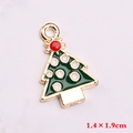 Pendentif sapin de Noël en émail avec base en alliage doré pour bijoux DIY 1,4x1,9cm - Style 21 (Sapin de Noël vert)