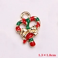 Pendentif canne de Noël en alliage, émaillé rouge et vert, dimensions 1,3 x 1,8 cm - Style 6 (Sucre d'orge)