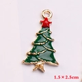 Pendentif sapin de Noël en émail vert et alliage doré pour bijoux DIY 1,5x2,5cm - Style 14 (Sapin de Noël)
