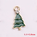 Kerstboom hanger van legering in groen emaille en goud, maat 1,1 x 2,0 cm - Stijl 23 (Eenvoudige Kerstboom)