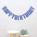 Striscione Happy Birthday in carta perlata blu navy per decorazioni di feste - Blu Notte (Carta Perlata)