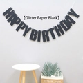 Sparkling black glitter Happy Birthday banner with elegant cursive letters for parties - Black (Glitter Paper)