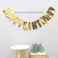 Striscione di compleanno dorato con lettere Happy Birthday per decorazioni e allestimenti - Oro (Lamina Iridescente)