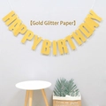 Striscione Happy Birthday in oro glitter per decorazioni murali di compleanno bimbi - Oro (Carta Glitterata)