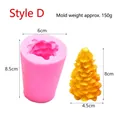Detail showing dimensions of pine cone silicone mold for Christmas tree candle making - Model D Cedar 150g
