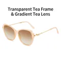 Lunettes de soleil thé transparent avec verres dégradés et branches dorées à strass - Monture Thé Transparent Verre Dégradé Thé