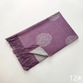 Μοβ καμέλια ζακάρ κασκόλ με ασημένια σχέδια δέντρων και κομψά διακοσμητικά κρόσσια - Μοτίβο Δέντρου #12