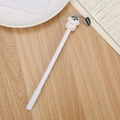Penna gel bianca creativa con ciondolo a forma di criceto in gomma morbida e seme di girasole - Refill nero da 0,5 mm / Criceto Bianco