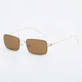 Lunettes de soleil rectangulaires dorées avec verres teintés thé et monture légère - Monture Dorée Verres Ambrés