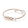 Brazalete infinito en oro rosa con perlas y diseño de metal trenzado para mujer - Oro Rosa Estilo A (KB116521-KFC)