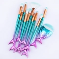 Professional 12-piece mermaid makeup brush set with purple gradient scales and soft bristles - 11Pcs Set