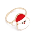 Detail of adjustable gold-plated ring with a red and white enamel Santa Claus design - Santa Claus (Head)