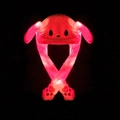 Luminous pink plush animal hat with moving ears and LED lights for kids and parents - Red Cat with LED Light
