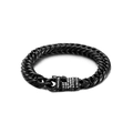 Pulsera de cadena cubana de acero inoxidable negro para hombre con cierre de diamantes - Estilo con Incrustaciones de Diamantes (KB110643-Z) / Negro Con Diamantes de Imitación