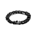 Men's matte black stainless steel chain bracelet with iced out rhinestone buckle clasp - Black with Zirconia