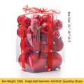 Set de 30 bolas de Navidad rojas con acabados mate, brillantes y con purpurina - 30 Piezas/4-8cm / Rojo