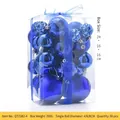 30-piece blue Christmas ornament set featuring matte, glittery, and shiny finish globes - 30Pcs Pack / Sapphire Blue