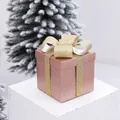 Frosted champagne gold gift box with gold glitter bow, 15cm cube for Christmas decor - Champagne / 15CM