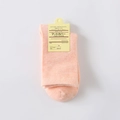 Pastel orange heather knit cotton socks for women with yellow retail hanging tag - One Size / Orange