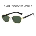 Retro small oval metal sunglasses with gold frame and green lenses for women - Gold Frame Green
