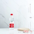 Clear glass dome with wooden base for display, measuring 35cm high and 15cm wide - 15*35cm Glass Dome + Wood Base