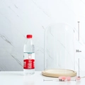 Transparent display glass dome with a round wood base measuring 18cm by 30cm - 18*30cm Glass Dome + Wood Base