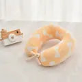 U-shaped memory foam neck pillow for kids in yellow with white butterfly patterns - Bow Yellow