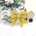 Sparkling gold glitter Christmas bow ornament for festive tree and holiday scene decoration - No.6 12*15cm (Pack of 2) / Gold