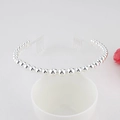 Minimalist silver beaded headband featuring round metal beads and clear plastic hair combs - Beads-Silver