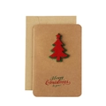 Handmade kraft paper Christmas card with felt tree applique and envelope set - Christmas Tree