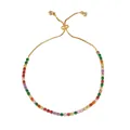Colorful gemstone tennis bracelet with golden adjustable slider clasp and vibrant zircons - Rainbow Tennis Style / Colorful