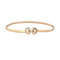 Elegant gold metal stretch belt for dresses with a polished scallop-shaped buckle detail - Gold-Shell Buckle