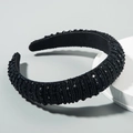 Detailed view of the wide black headband featuring dense beadwork and soft inner lining - Black
