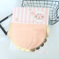 Pink and gold 1-tier paper cupcake stand with scalloped edges for birthday parties - Pink