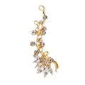 Einzelner goldener Ohrenclip im Reben-Design mit funkelnden Kristallen und Schmetterling - Pfau Öffnung Stromlinienförmige Ohrklemme (A7110)