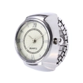 Elegant silver finger ring watch with Roman numerals and quartz movement - Small Ring Silver