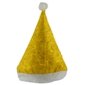 Classico cappello di Babbo Natale dorato glitterato con finitura metallica e peluche - Oro